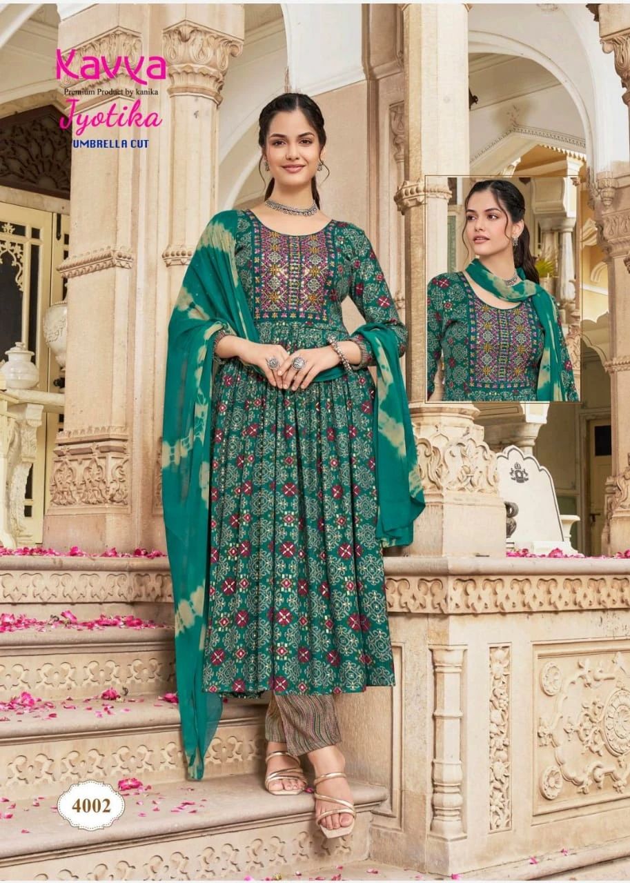 Kavya Jyotika Vol 4 Capsule Foil Print Wholesale Readymade Salwar Suit Catalog — Wholesale Salwar Suits, Kavya wholesale from Surat - Gallery Image 3